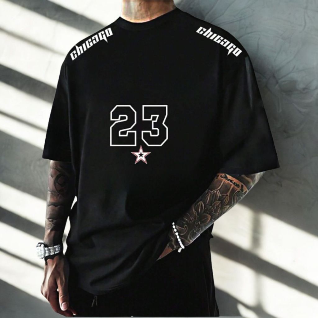 Camiseta Oversized Chicago Masculina Despojada Estilosa Streetwear Algodão