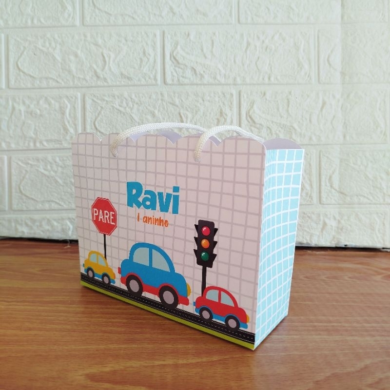 Sacolinha Personalizada Lembrancinha Carrinhos Pegue e Monte