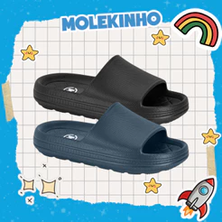 Chinelo Papete Infantil Molekinho Menino Calce Fácil Confortável Macio Casual Escola Dia a Dia
