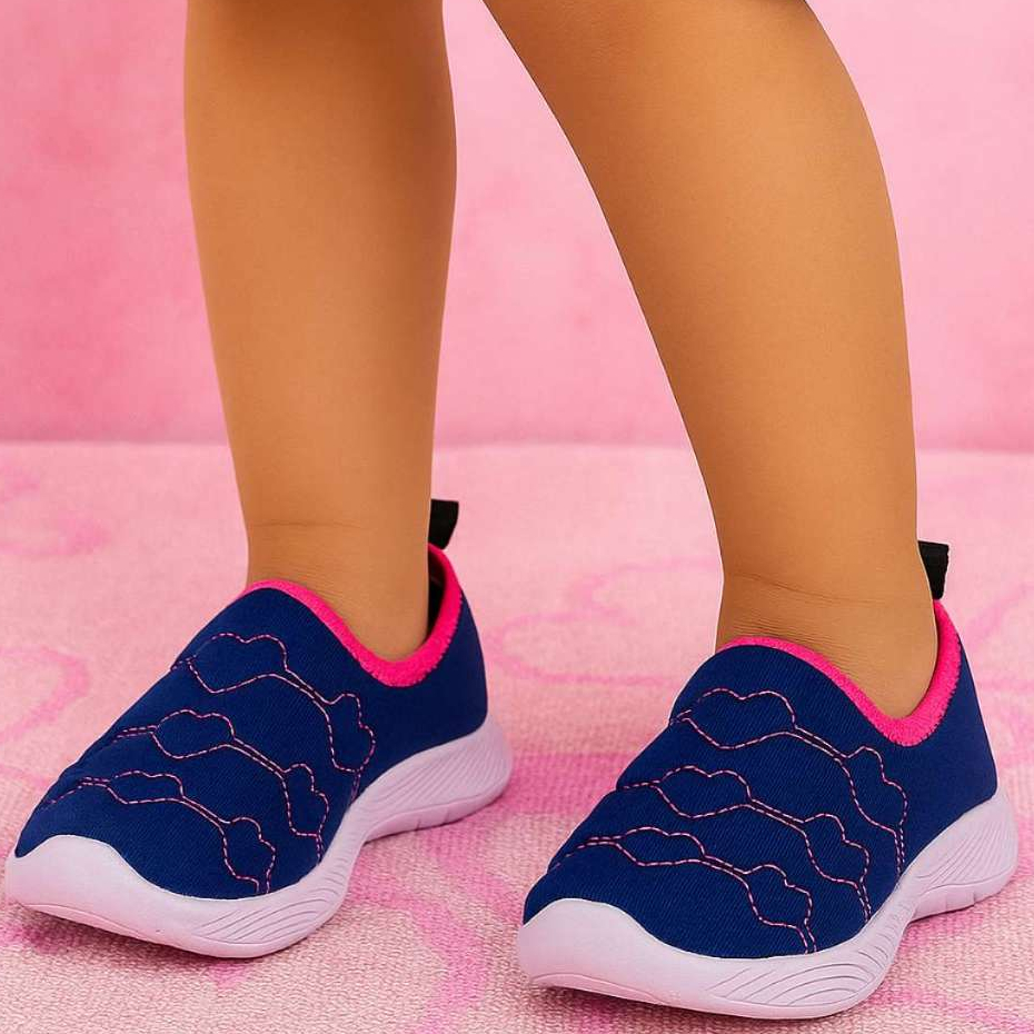 Kit Tênis Infantil Feminino Calce Fácil Escolar Macio e Confortável