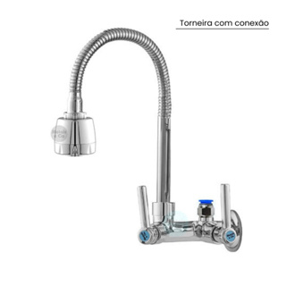 Torneira Parede Cozinha Tubo Gourmet Flexivel sem Filtro com Saída para Purificador de Água em Oferta na Shopee