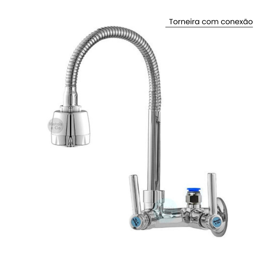 Torneira Gourmet sem Filtro Parede e Bancada Tubo Gourmet Inox Flexível 1/4 de volta em Oferta na Shopee
