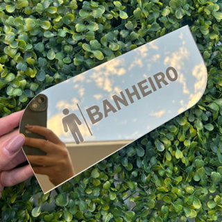 Placa Sinalização Banheiro Wc Acrílico Espelhado Feminino Masculino Salão Clinica Studio Estética em Oferta na Shopee