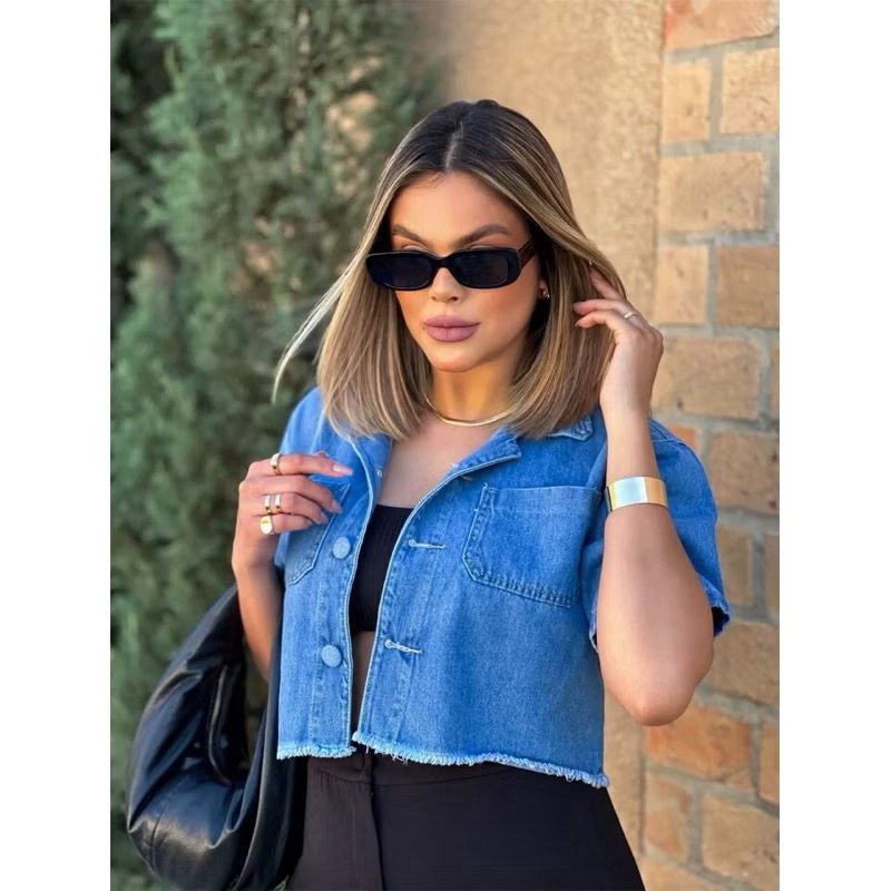 jaqueta feminina jeans Roupa mang curta jaqueta mang curta 050 em Oferta na Shopee
