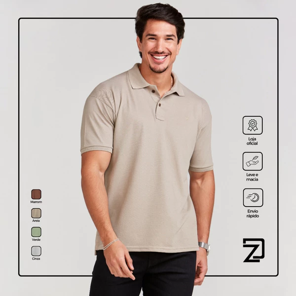Camisa Polo Masculina Algodão Piquet