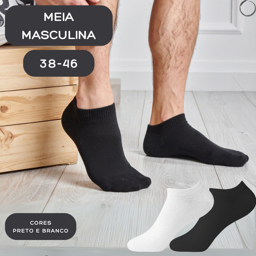 Kit Até 12 Pares Meia Soquete Curto Tornozelo Masculina Anatomica Respiravel