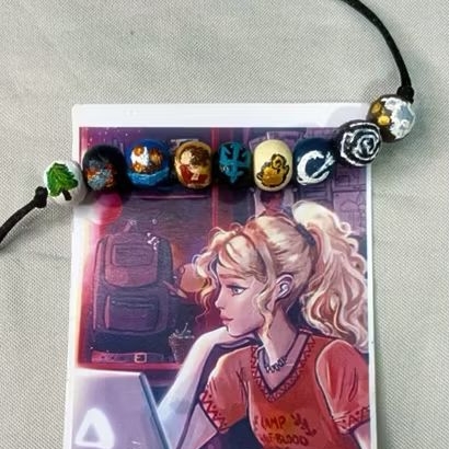 Colar de Contas Percy Jackson Annabeth Chase Pequeno Feito à Mão com Fio de Amarração sem Fecho