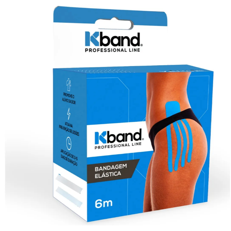 Bandagem Elástica Adesiva Kinesio Kband 5.0cm x 6m, Azul