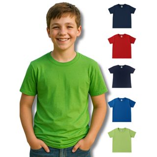 Camiseta Infantil Masculina Manga Curta 100% Algodão Lisa 2 ao 14 em Oferta na Shopee