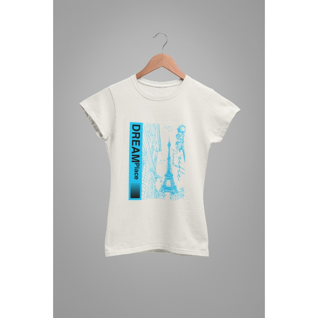 Baby Tee Y2K Feminina- Estampa Dream Place, Conforto Elástico e Versátil para Primavera/Verão/Outono