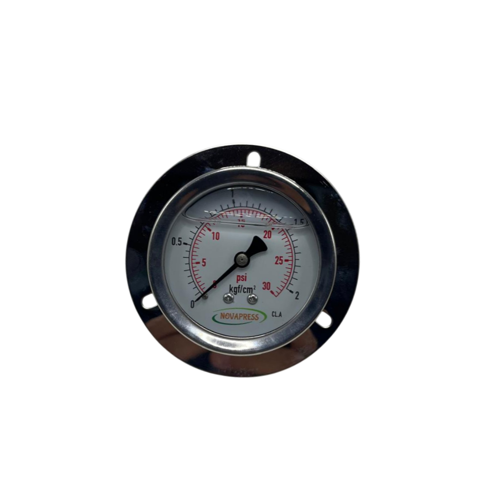 Manômetro Com Flange - Diâmetro de 63mm com Escala de 0-2 Kgf/cm2 X 30 Psi
