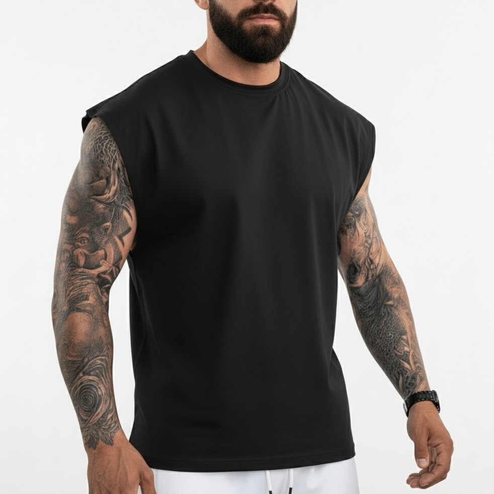 Regata Machão Masculina Preta - Camiseta Regata Cavada para Academia Treino e Dia a Dia