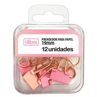 Prendedor de Papel 19mm Rosa Pastel 12 Unidades Tilibra em Oferta na Shopee