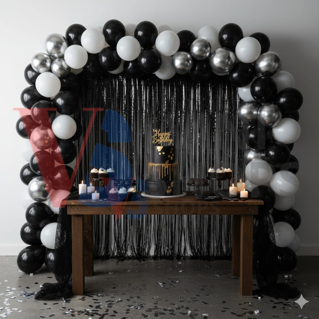 Kit 2 Cortinas Holográficas + kit 50 bexigas lisa de 10" 2 Cores em Oferta na Shopee