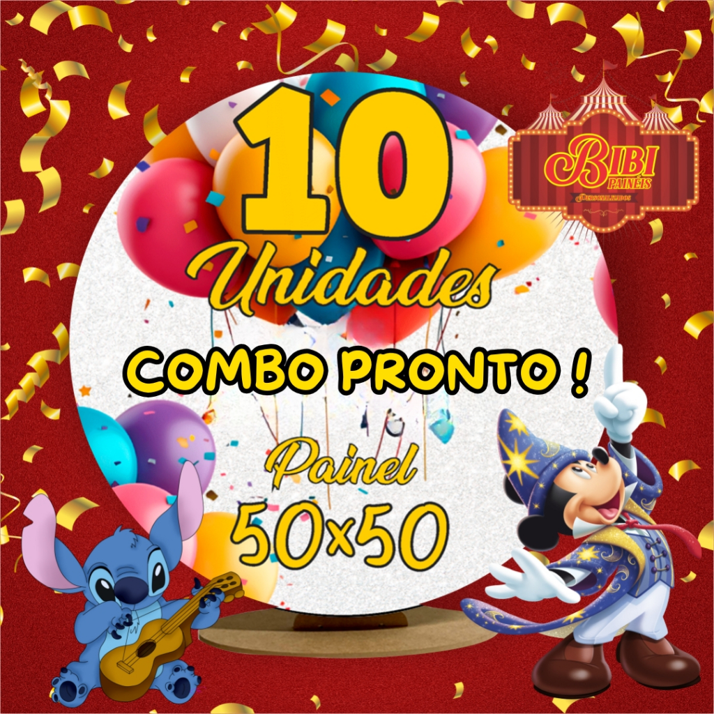 Kit 10 Capa Mini Painelzinho 50x50 Combo Pronto Festa Lançamento Bibi Paineis Envio Imediato