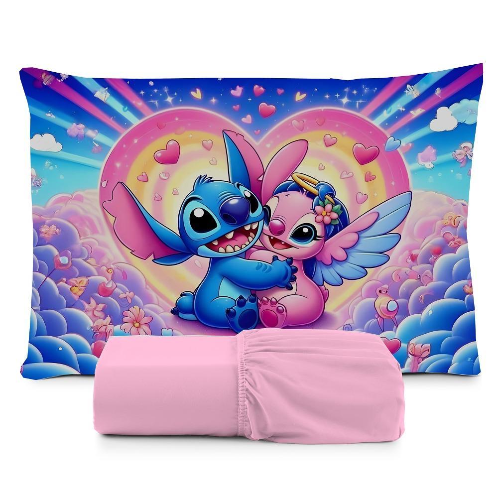 LENÇOL SOLTEIRO + FRONHA ESTAMPADA INFANTIL MINIE, STIICHI, HOMEM ARANHA, LABUBU em Oferta na Shopee