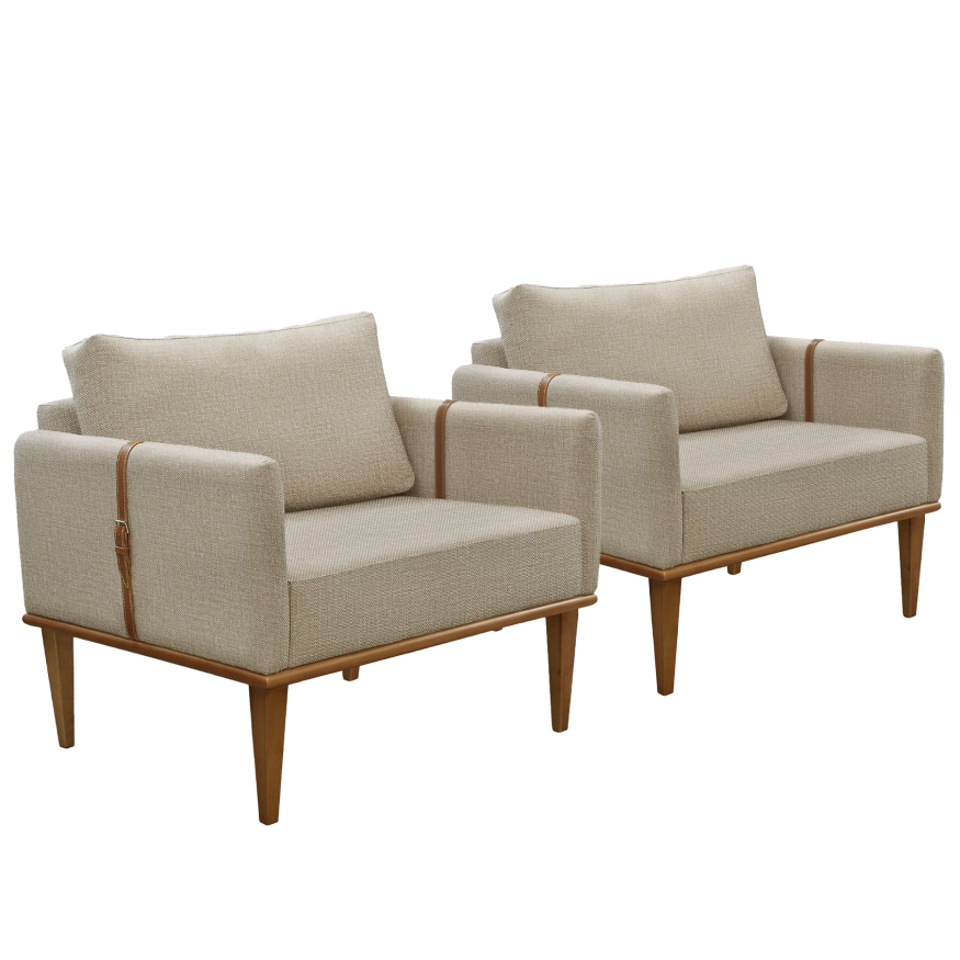 Conjunto - 2 Poltronas Milla Luxo Madeira Maciça Castellar em Oferta na Shopee