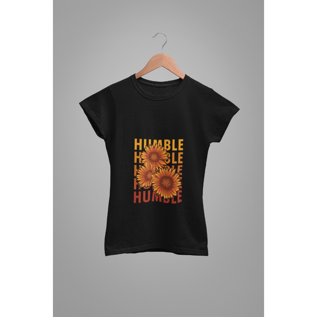 Baby Tee Y2K Feminina- Estampa Humble Girassol, Conforto Elástico e Versátil para Primavera/Verão/Outono