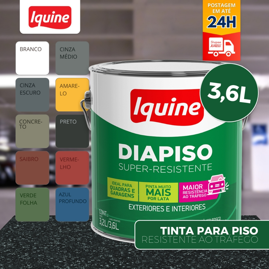Tinta Para Piso Com Resistencia ao Trafego 3,6l Rende 18m² Iquine em Oferta na Shopee