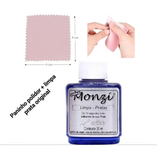 Limpa Prata monzi original frasco 35ml +01mini flanela polidora em Oferta na Shopee