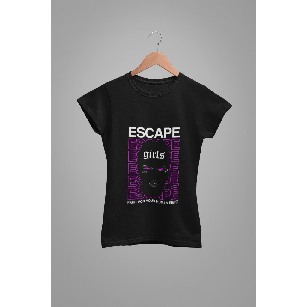 Baby Tee Y2K Feminina- Estampa Escape, Conforto Elástico e Versátil para Primavera/Verão/Outono