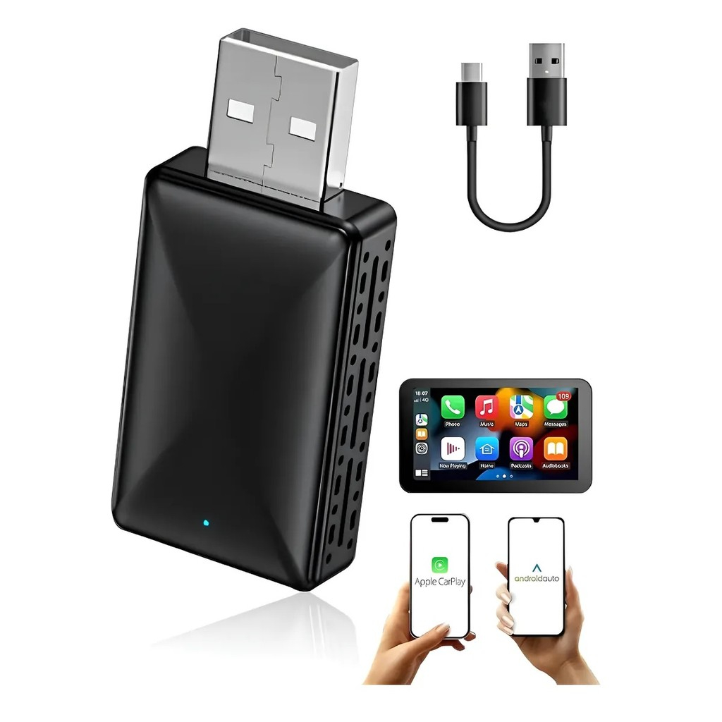 Adaptador Carplay E Android Auto Sem Fio Usb Plug & Play Wireless - Para iPhone Apple e Android