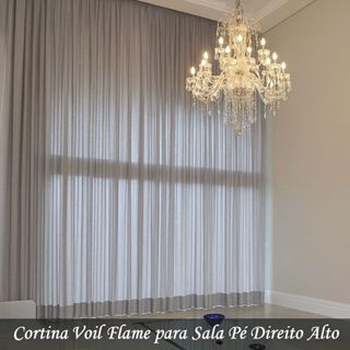 Cortina Grande 6,00 x 3,00 Cortina Linho Voil Flame Pe Direito Alto em Oferta na Shopee