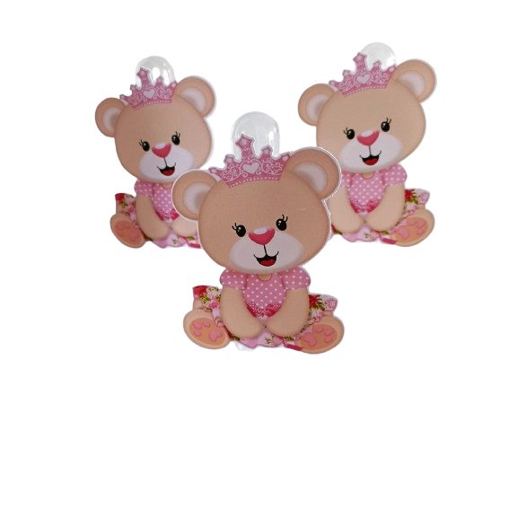 Apliques para Tubetes | Personalizados | Ursinha Rosa Princesa | Festa Lembrancinha | Outros temas