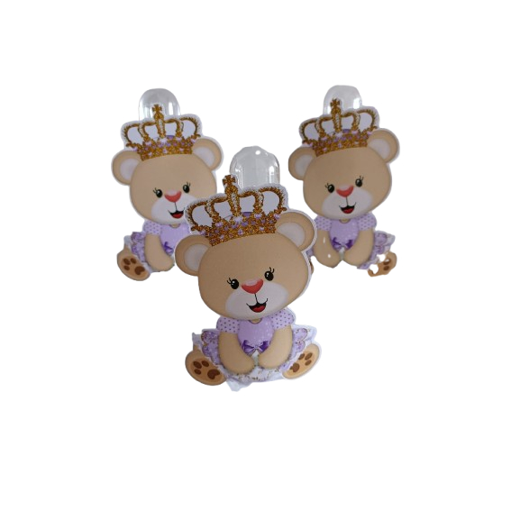Apliques para Tubetes | Personalizados | Ursinha Princesa Lilás | Festa Lembrancinha | Outros temas