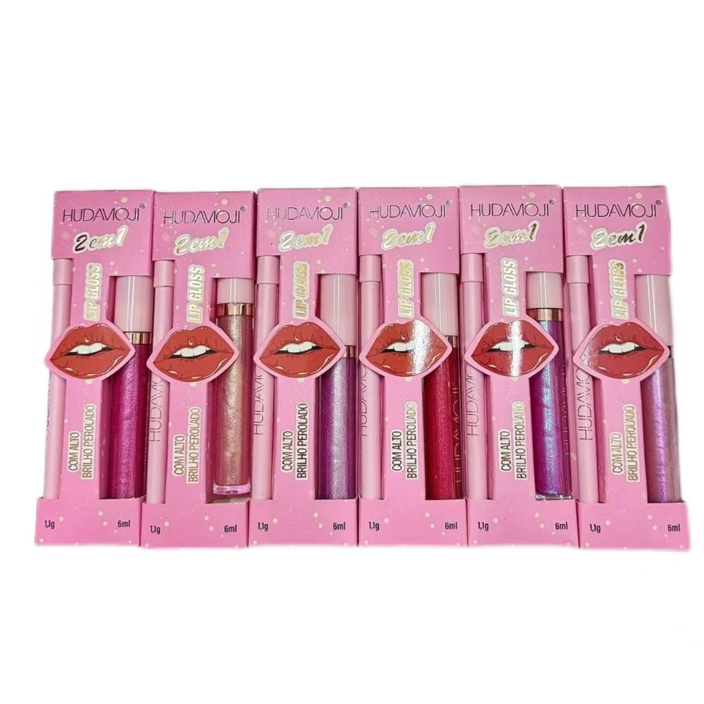6 Kits 2 em 1 Forro Labial Fosco +Lip Gloss Set 6 Cores Batom Sem Cola Copo Sem Desbotamento Cherry Love em Oferta na Shopee
