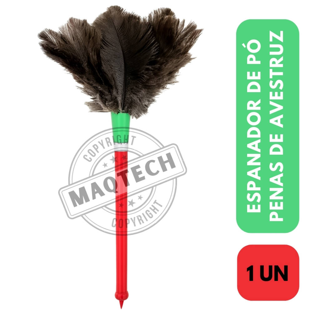 1 Espanador de Pó com Penas Naturais de Avestruz 33 cm para Móveis Limpeza Suave Premium Multiuso