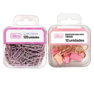 Kit 120 Clips pra Papel com Glitter + 12 Prendedores de Papel Tons de Rosa ( 1 cx de cada) Tilibra em Oferta na Shopee