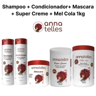 Kit Completo Anna Telles – Shampoo, Condicionador, Máscara, Super Creme e Mel Cola 1kg em Oferta na Shopee
