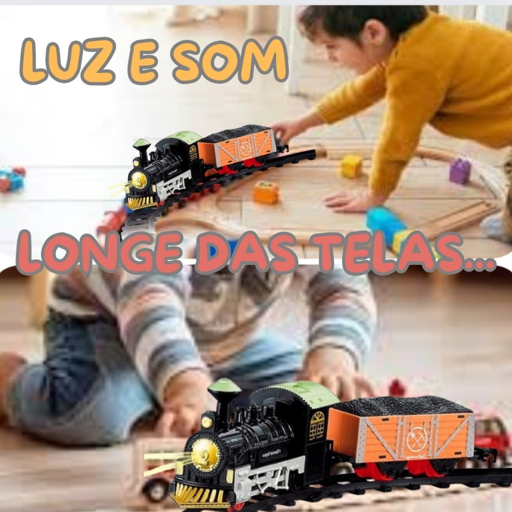 FERROVIA TRENZINHO COM Pista TREM EXPRESSO Classico LOCOMOTIVA + VAGÕES + TRILHOS LUZ E SOM