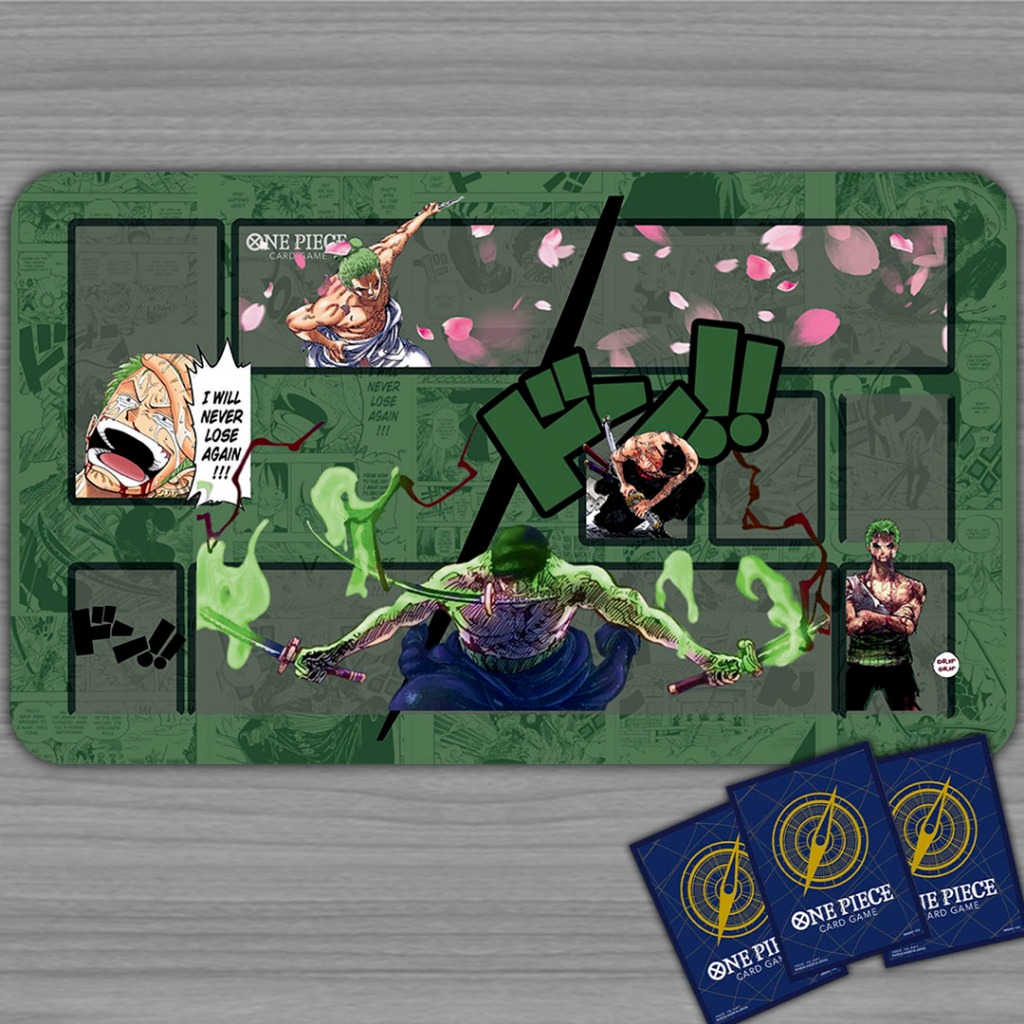 PLAYMAT ONE PIECE TCG - ZORO GREEN MANGÁ STYLE em Oferta na Shopee