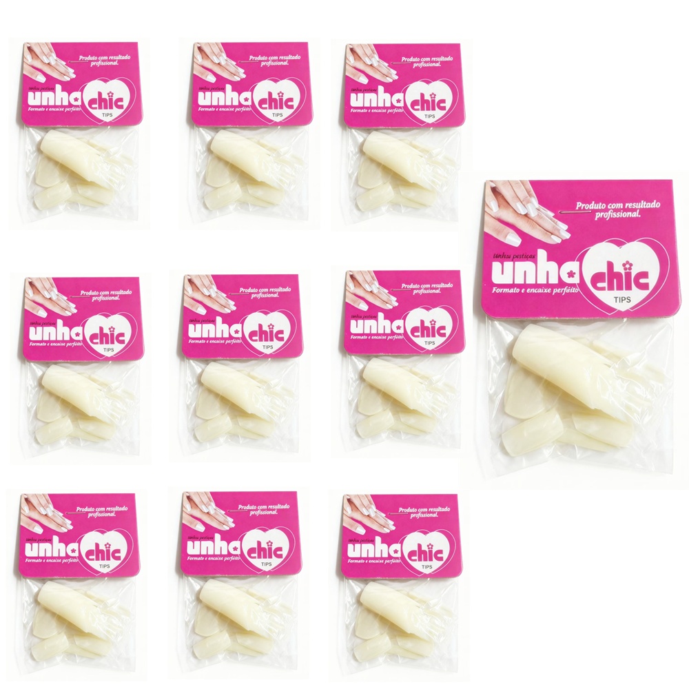 Kit 10 Pacote Unha Postiça Profissional Unha Tips Formato Natural com Encaixe Perfeito em Oferta na Shopee