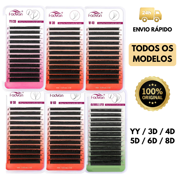 Cilios Fadvan Y, 3D, 4D, 5D, 6D, 8D-4D DUPLO, 0,07D Extensão de Cílios Fio Volume Brasileiro Egipcio