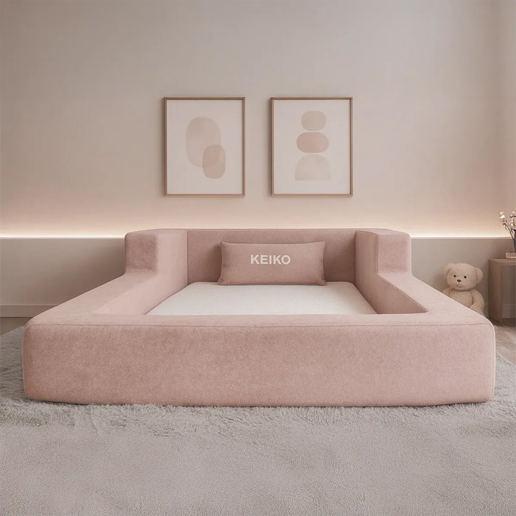 Cama Montessoriana Berço Aconchego 100% Espuma Rosa Keiko em Oferta na Shopee