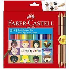 lápis de Cor Caras e Cores 24 Cores + 6 Tons de Pele, Faber-Castell em Oferta na Shopee