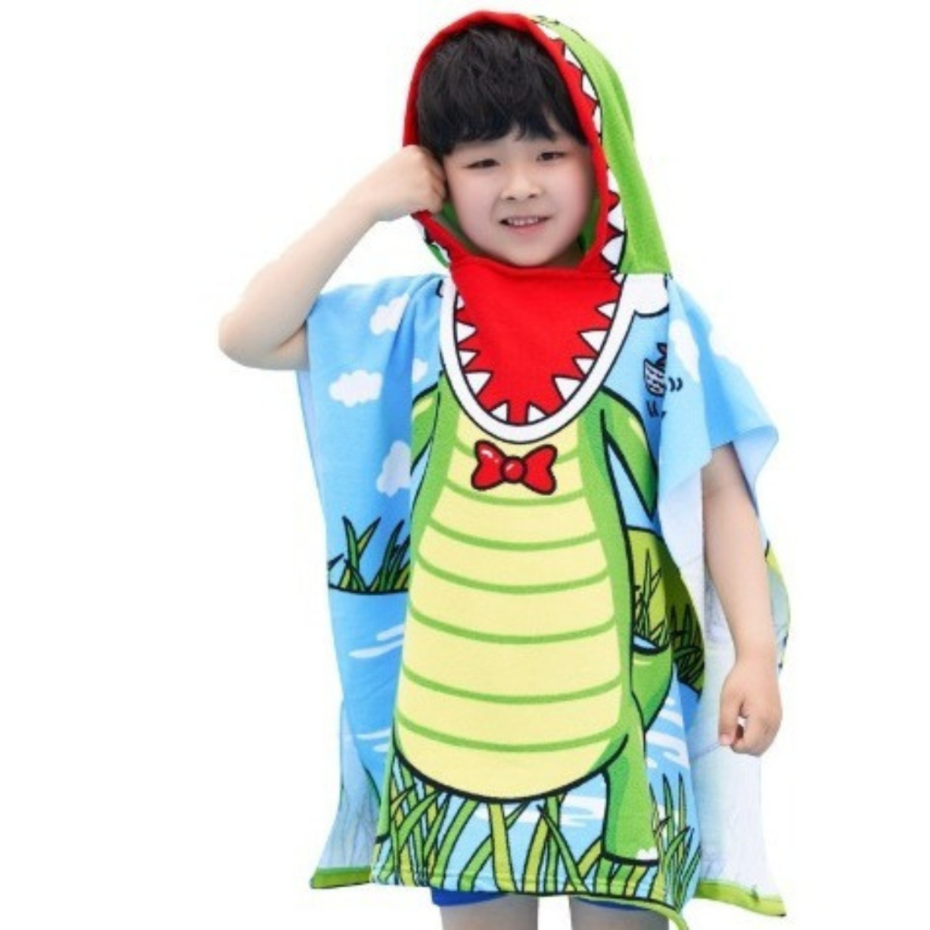 Toalha Infantil Banho Poncho Praia Piscina Com Capuz Jacaré