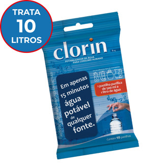 Pastilhas Purificadoras de Água p/ Consumo Humano  c/ 10 un - Clorin 1