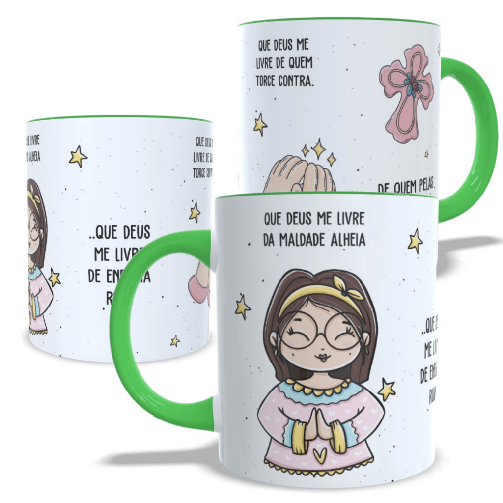 Caneca Que Deus Me Livre da Maldade Alheia 325ml Cerâmica Personalizada Sublimação