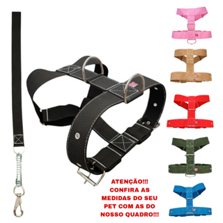 Peitoral Tração Anti-Puxão Grande Porte Fita Reforçada Ferragem De Ferro Com Guia Com Mola Costurado em Oferta na Shopee