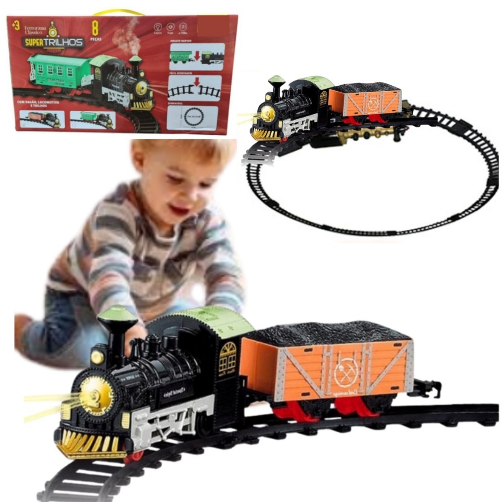 Trenzinho Expresso com Trilhos – Brinquedo Locomotiva Ferrovia para Diversão Garantida
