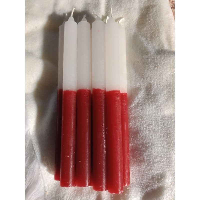 1kg Vela Bicolor BRANCA/VERMELHA 19Cm x 1,5 Parafina 100% Pura/ Zé Pelintra, Malandro, Maria Navalha.