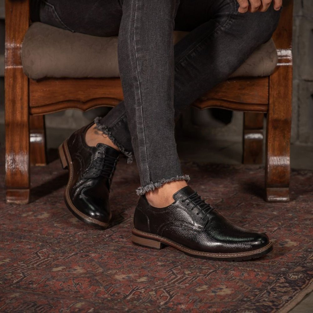 Sapatênis Masculino Vittal Couro Legítimo Oxford Amarração Preto em Oferta na Shopee