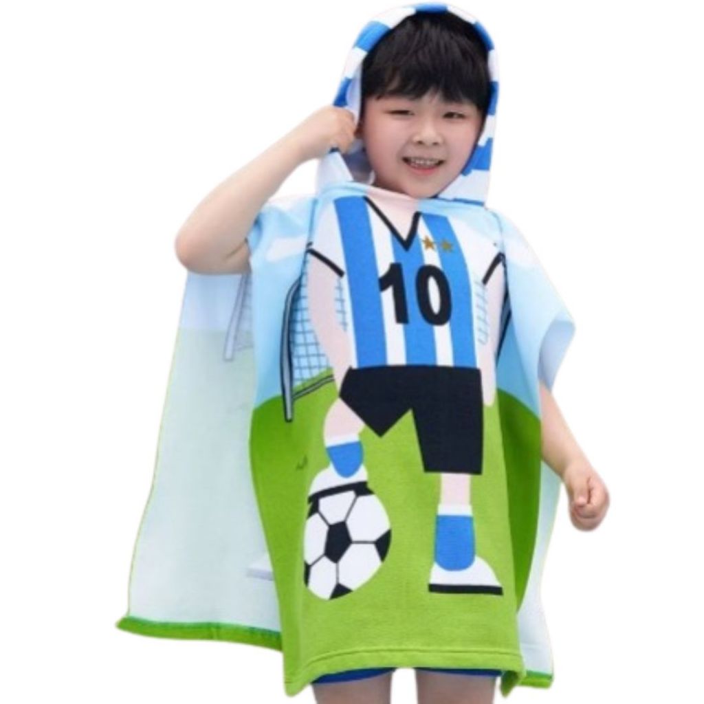 Toalha Infantil Banho Poncho Praia Piscina Com Capuz Futebol