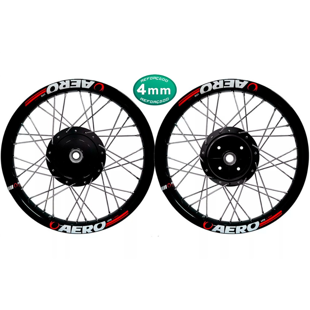 Par Roda Alumínio Viper Aero Ybr 125 Factor 125 Raios 4mm Cromado
