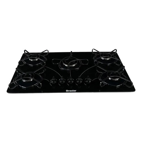 Imagem Fogão Cooktop Com Alimentação Gás - Braslar 5 Bocas Cor Preto - 5 Queimadores