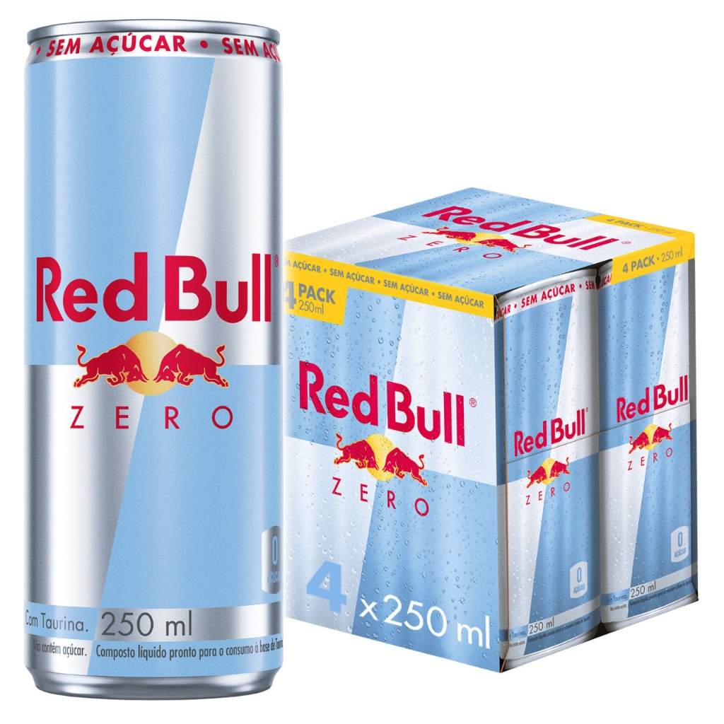 Pack de 4 latas Red Bull Energético, Zero, Sem Açúcar, 250ml em Oferta na Shopee